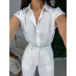 Camisa acetinada branca - 05294 - Duotti