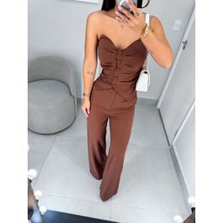 Conjunto alfaiataria Sophia marrom - 06101 - Duotti