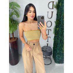 Cropped listrado bege - 02284 - Duotti