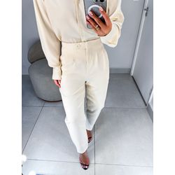 Calça alfaiataria Catarina creme - 01436 - Duotti