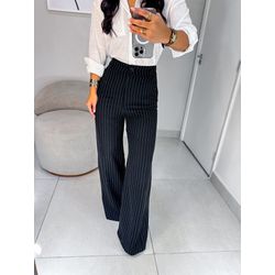 Calça risca de giz Luna preta - 01431 - Duotti