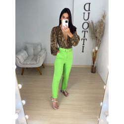 Calça reta alfaiataria verde - 01124 - Duotti