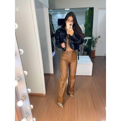 Calça caramelo couro fake - 0153 - Duotti