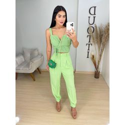 Calça viscolinho verde - 01213 - Duotti