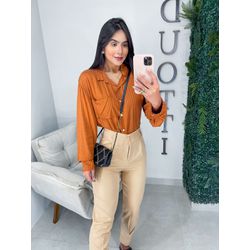 Camisa risca de giz alaranjado - 05184 - Duotti