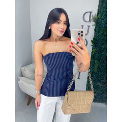 Blusa risca de giz azul - 05210 - Duotti