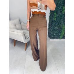 Calça alfaiataria íris marrom escuro - 01325 - Duotti