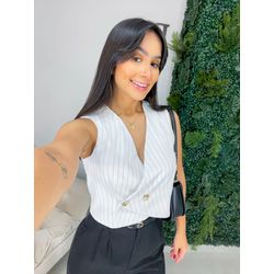 Colete risca de giz branco - 05252 - Duotti