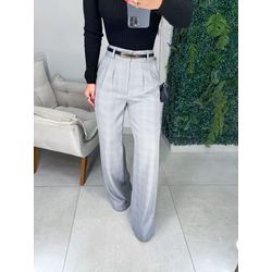 Calça alfaiataria xadrez cinza claro - 01352 - Duotti
