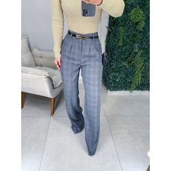 Calça alfaiataria xadrez cinza escuro - 01354 - Duotti