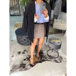 Short saia alfaiataria cinza - 1066 - Duotti