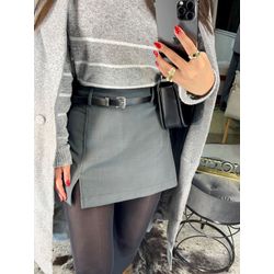 Short saia alfaiataria chumbo - 1067 - Duotti