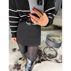 Short saia alfaiataria preto - 1068 - Duotti