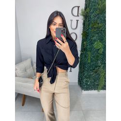Camisa viscolinho preta - 05145 - Duotti