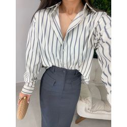 Camisa listrada gelo/azul - 1186 - Duotti