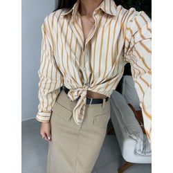 Camisa listrada bege/laranja - 1188 - Duotti