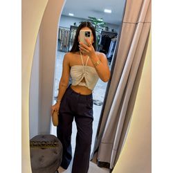 Cropped linho areia - 02305 - Duotti