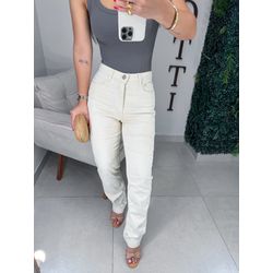 Calça reta off white - 01381 - Duotti