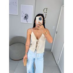 Blusa acetinada nude - 11121 - Duotti