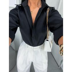 Camisa Julia acetinada preta - 11132 - Duotti