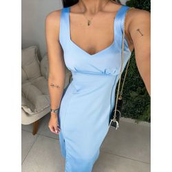 Vestido Isa acetinado azul - 11136 - Duotti