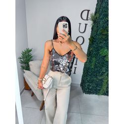 Blusa paetê espelhado prata - 11147 - Duotti