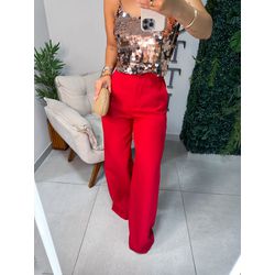 Calça alfaiataria Liza vermelha - 01383 - Duotti