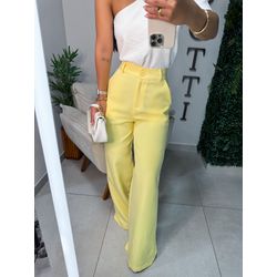Calça alfaiataria Liza amarela - 01389 - Duotti