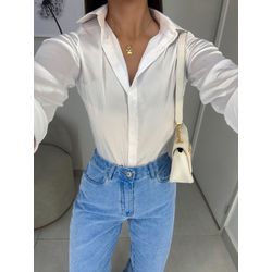 Camisa Cecília acetinada branca - 11159 - Duotti
