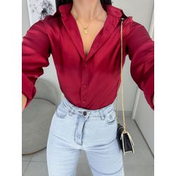 Camisa Cecília acetinada vinho - 11161 - Duotti