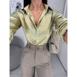 Camisa Cecília acetinada verde - 11164 - Duotti