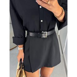 Short saia alfaiataria babi preto - 11169 - Duotti