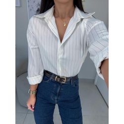 Camisa Amélia acetinada branca - 05324 - Duotti