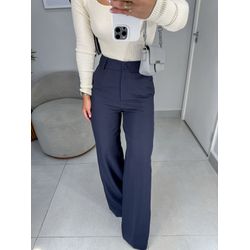 Calça Malu risca de giz azul marinho - 01412 - Duotti