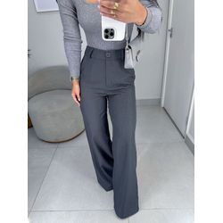 Calça Malu risca de giz chumbo - 01413 - Duotti