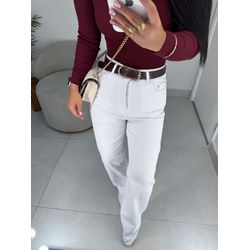 Wide leg elastano branca - 01414 - Duotti