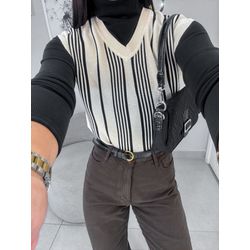 Colete Tricot bege/preto - 05340 - Duotti