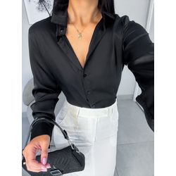Camisa Lauren acetinada preta - 05351 - Duotti