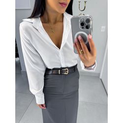 Camisa Lauren acetinada branca - 05353 - Duotti