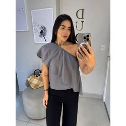 Blusa babado cinza - 05255 - Duotti