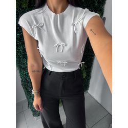 Blusa laço off white - 11216 - Duotti