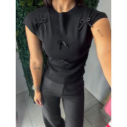 Blusa laço preta - 11217 - Duotti