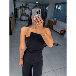 Blusa alfaiataria botões preta - 05361 - Duotti