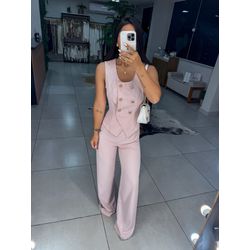 Macacão alfaiataria Zoe rosa claro - 1031 - Duotti