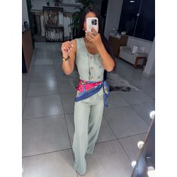 Macacão alfaiataria Zoe verde claro - 1033 - Duotti