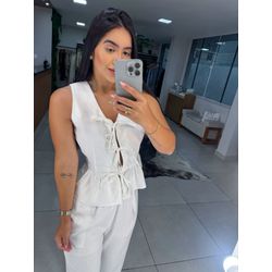 Blusa laço branca - 05370 - Duotti