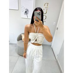 Cropped linho areia - 02305 - Duotti