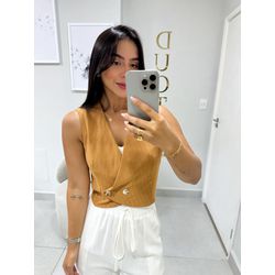 Colete risca de giz caramelo - 05251 - Duotti