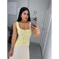 Colete modal amarelo manteiga - 11228 - Duotti