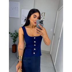 Colete modal azul marinho - 11229 - Duotti